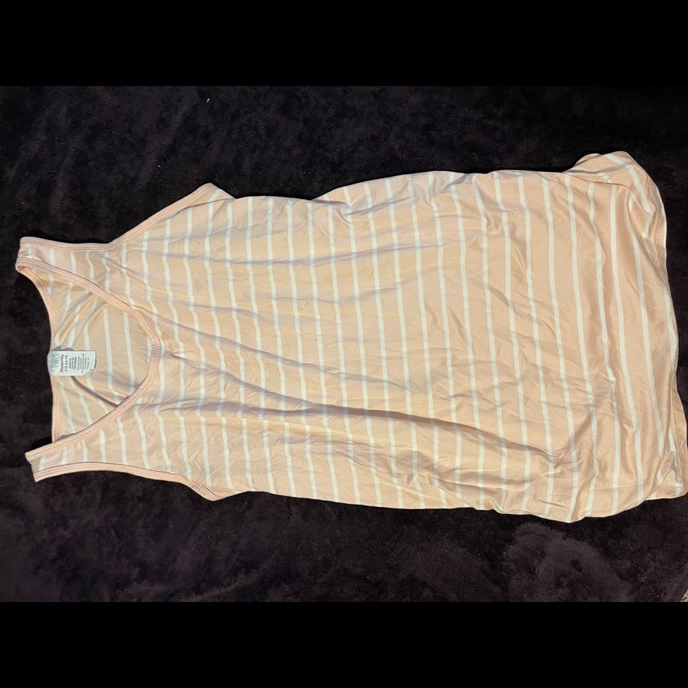 -MATERNITY- large striped pink and white tank top